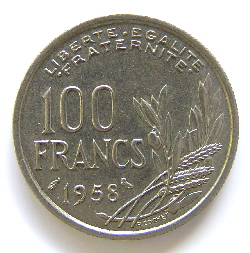 Monnaies de la 5ième République, 100fr Cochet